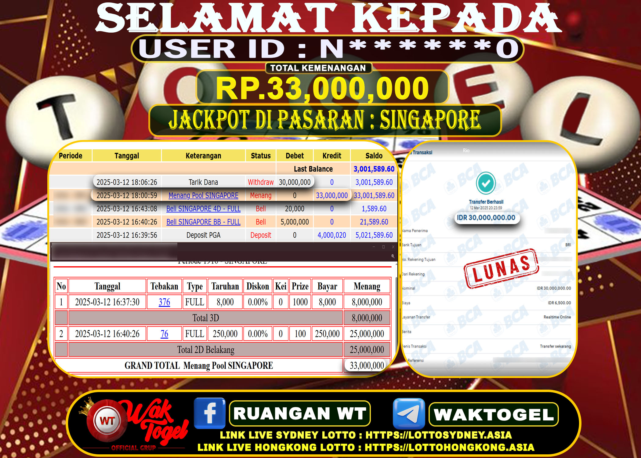 BUKTI PEMBAYARAN SINGAPORE WAKTOGEL