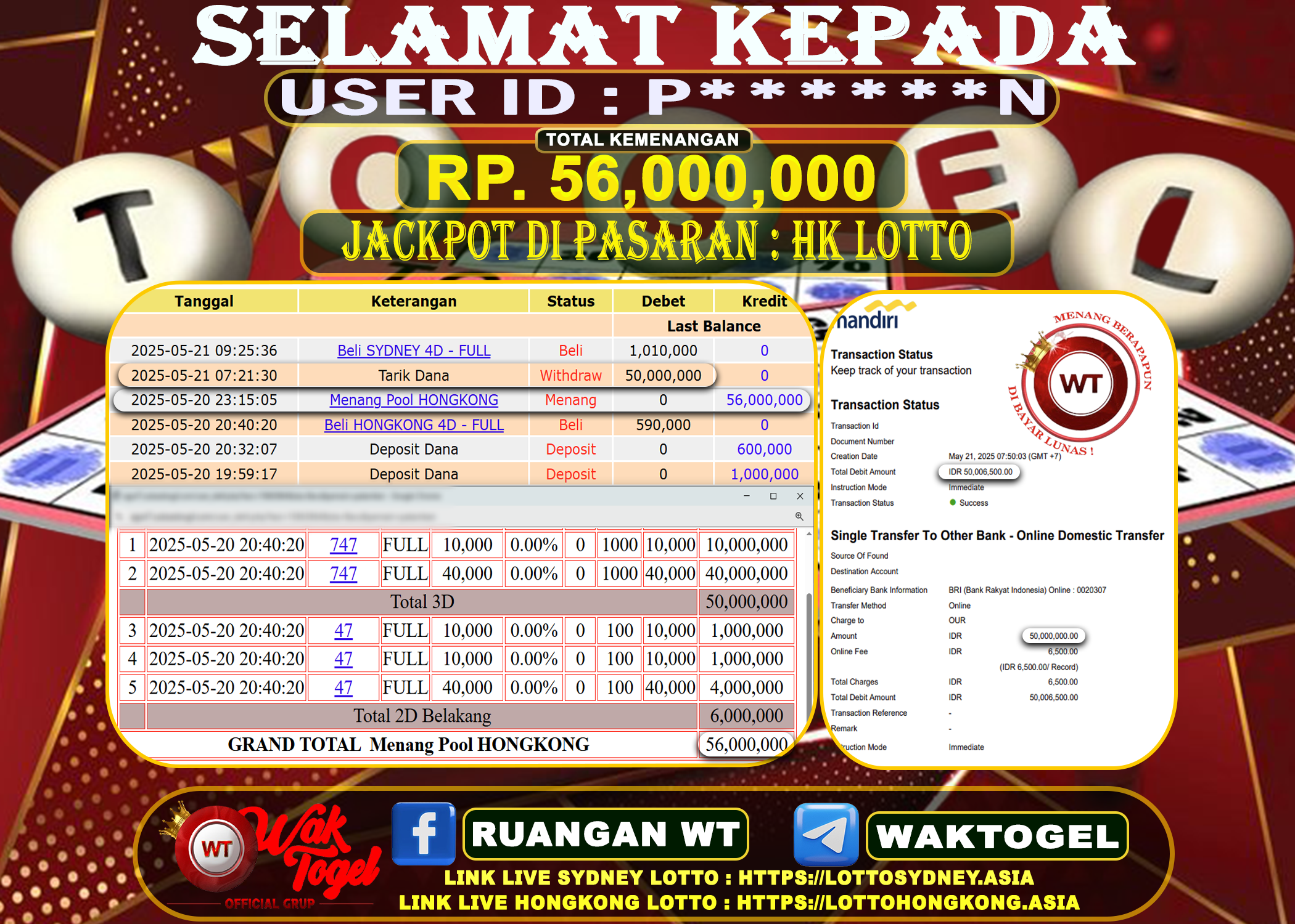 BUKTI PEMBAYARAN HONGKONG LOTTO WAKTOGEL