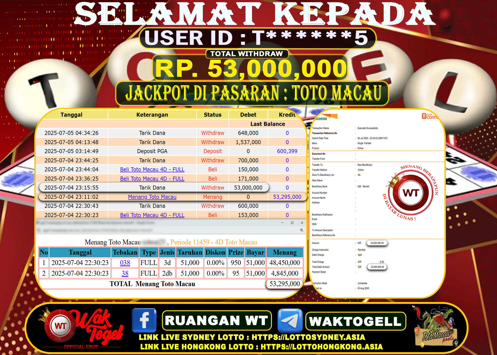 BUKTI PEMBAYARAN TOTO MACAU 5D WAKTOGEL