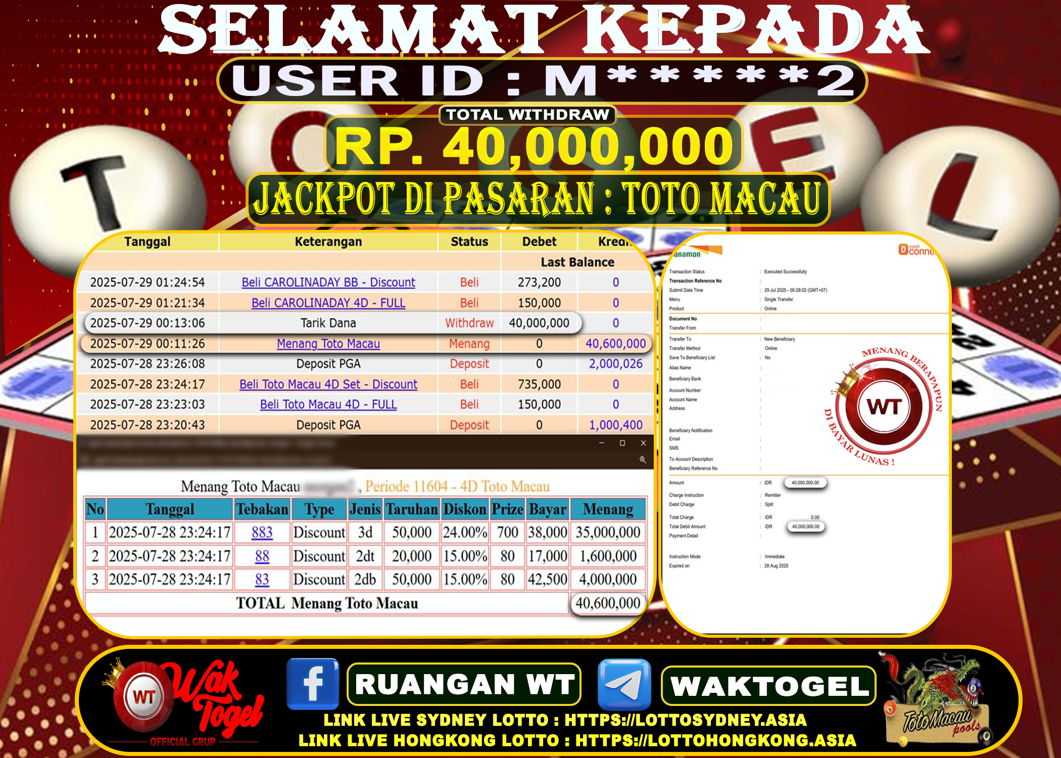 BUKTI PEMBAYARAN TOTO MACAU WAKTOGEL